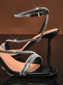 SHUZIA 女士时尚方头高跟凉鞋 - 黑色 - 查看 5