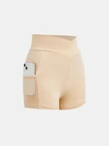 SHEIN Teenager Mädchen Radlerhose mit breitem Bund und Handytasche