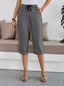EMERY ROSE Women Plain Color Pants, Fashionable For Summer - Grey - View 7