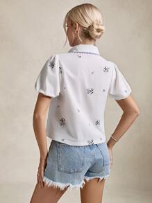 SHEIN LUNE Graduation Babydoll Cute Summer Tops Women Blouses - Mauve Purple - View 4