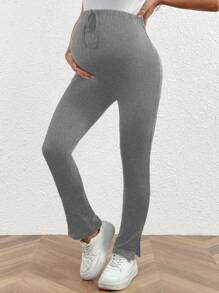 SHEIN Maternity High Waist Split Hem Slim Fit Leggings