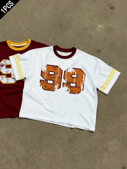 Manfinity EMRG 男士时尚胜利印花图案休闲通勤百搭短袖T恤