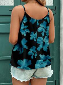 SHEIN Clasi توب كاجوال أنيق مطبوع بالزهور مقاس كبير للسيدات، مناسب للصيف والعطلات الشاطئية - متعدد الألوان - مشاهدة 2