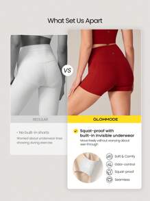 GLOWMODE 2 件 Powersculpt™ 吸汗凉爽高弹力交叉后背背心可拆卸无缝罩杯和 4.3 英寸骑行短裤带侧袋套装高强度健身跑步训练