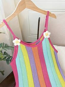 Vestido de verão casual com alças coloridas para meninas adolescentes - Multicolorido - Ver 8