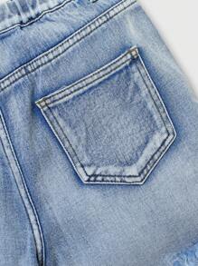Pantalones cortos de mezclilla casuales, holgados y desgastados para niñas