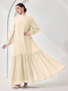 Veilorie Robe couleur unie élégante à col montant pour femme - Nude - Voir 3