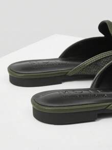 MOTF PREMIUM PU皮革露跟平底鞋 - 墨綠色 - 查看 6