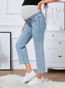 SHEIN Fashionable Maternity Jeans, Suitable For Summer - Light Wash - View 6
