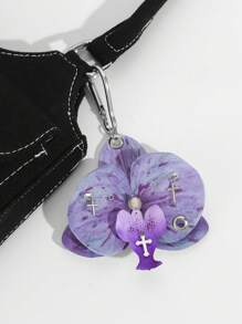 ROMWE Fairycore 1 件时尚紫色兰花钥匙扣配件，适合海滩、婚礼、母亲节、包包饰品 - 彩色 - 查看 6