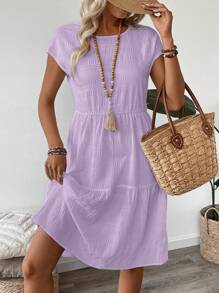 EMERY ROSE 女式夏季几何图案印花圆领短袖连衣裙