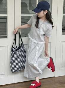 DAZY 青少年女孩休闲T恤和裙子套装