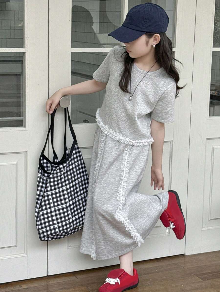 DAZY 青少年女孩休闲T恤和裙子套装