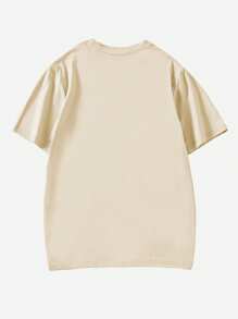 Camiseta de manga corta de estilo americano minimalista con cuello redondo, estampado de bate de béisbol Tung Tung Tun Sahur divertido, para hombres en el verano casual - Albaricoque - Ver 2