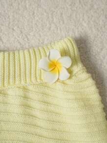 Sweetra Neue einfarbige Blumen Dekor Urlaubs-Häkel-Strick Shorts