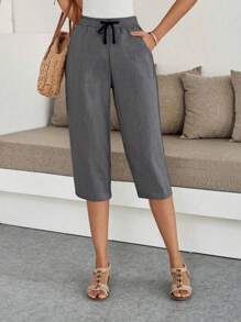 EMERY ROSE Women Plain Color Pants, Fashionable For Summer - Grey - View 5