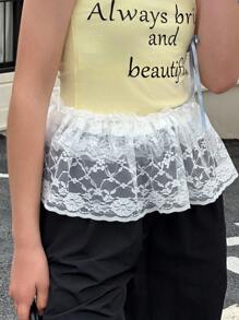 DAZY 少女时尚蕾丝边裙 - 白色 - 查看 6