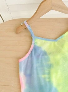 SHEIN 青少年女孩休闲家居和街头服饰扎染吊带背心和短裤两件套 - 彩色 - 查看 5