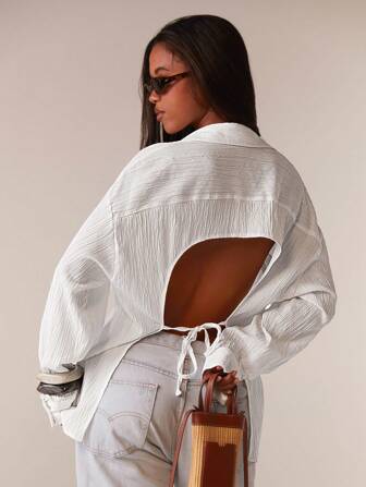 Athîral 女士纯色度假休闲露背衬衫