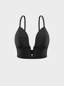 SHEIN 1pc Women's Sexy Deep V-Neck Backless Bustier - Black - View 6