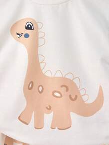 6 pièces/set Pyjamas ou tenue décontractée d'été pour bambin garçon, incluant un t-shirt à manches courtes à col rond confortable avec imprimé mignon de dinosaure et un short
