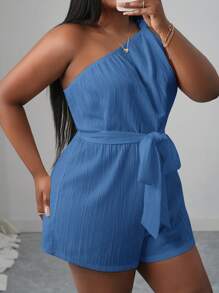 Slaydiva 2025年女士夏季休闲连体裤，百搭连体裤，适合日常穿着、度假、邮轮旅行、海滩度假、日光浴。单肩扭腰设计，纹理面料，抽绳腰部设计，修身版型，白色