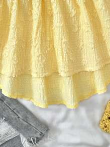 SHEIN Leap Crew 少女可爱无袖针织吊带背心，休闲宽松下摆设计，适合夏季度假、海滩穿着，黄色