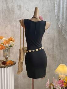 Attitoon Vestido midi sin mangas minimalista y casual, ajustado, adecuado para el verano - Negro - Ver 13