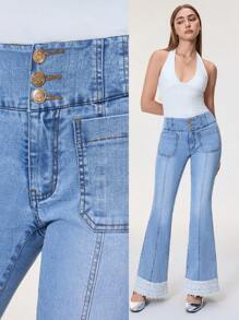 SHEIN BAE Jeans en denim élégant évasé et casual pour sortir pour femmes