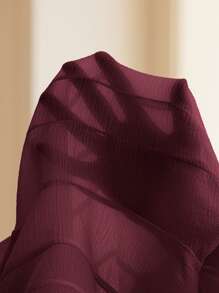 Aveloria Rosie 法国奢华高端 Diva 富家女设计师荷叶边下摆喇叭袖纹理面料荷叶边细节短款连衣裙女装秋季布料 - 酒紅色 - 查看 4