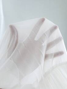 SHEIN Unity Plus Size Women Solid Deep V-Neck Tie Front Ruffle Sleeve Pleated Hem Elegant Dress - White - View 3