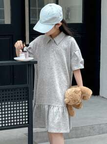 DAZY Tween Girls Casual Daily Fall Dress - Grey - View 2