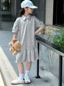 DAZY Tween Girls Casual Daily Fall Dress - Grey - View 6