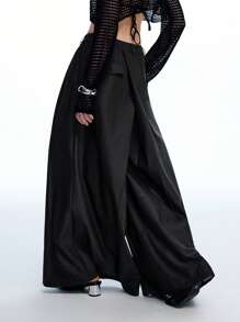 LYSMO 2025 New Arrival Spring-Summer Gender-Neutral Asymmetric Back Panel Ultra Wide-Leg Loose Pleated Suit Pants, Fashion-Forward, Perfect For Office And Casual Wear.