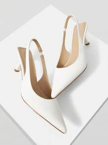 MOTF PREMIUM POINTED TOE SLINGBACKS HIGH HEEL PUMPS FOR CHRISTMAS - White - View 9