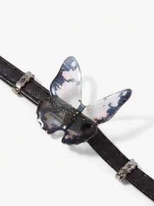 SHEIN ICON 亚克力蝴蝶和皮革项链，适合日常佩戴 - 黑色 - 查看 7