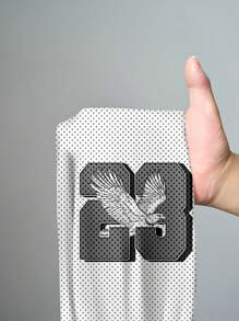 Slaydiva 2 件套女士 23# 针织休闲老鹰图案短袖 T 恤和短裤套装，适合夏季