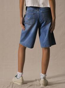 MUSERA 低腰长款牛仔短裤 春夏可爱度假 90年代 Y2K 西部风 假日音乐会 锐舞派对 返校季 街头风 冬季 纳什维尔 休闲日常 时尚 - 中等水洗藍 - 查看 4