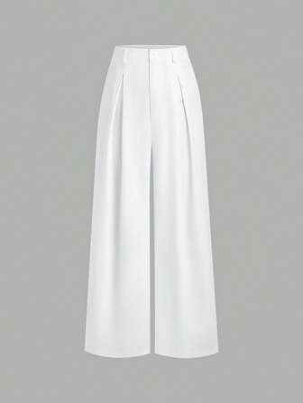 Sweetra Damen Vintage elegante farbige Gewebe Jacquard Plissee Weite Bein Hose, für Herbst/Winter