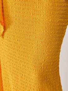 Silquee 女式黄色纹理针织抹胸镂空设计，金属扣装饰，褶饰修身长裙，适合春夏季度假、海滩、比基尼罩衫、晚间外出、姐妹聚会、海滩派对、泳池派对、节日装扮、裸体派对、小屋度假、浪漫情人节和约会 - 黃色 - 查看 7