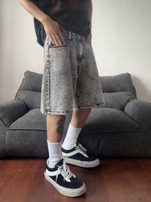 Claim Dot Plus Size Men's Washed & Distressed Denim Casual Shorts Short Jeans For Men Baggy Jeans Shorts Men Hang Out Going Out Tropical Vacation Street