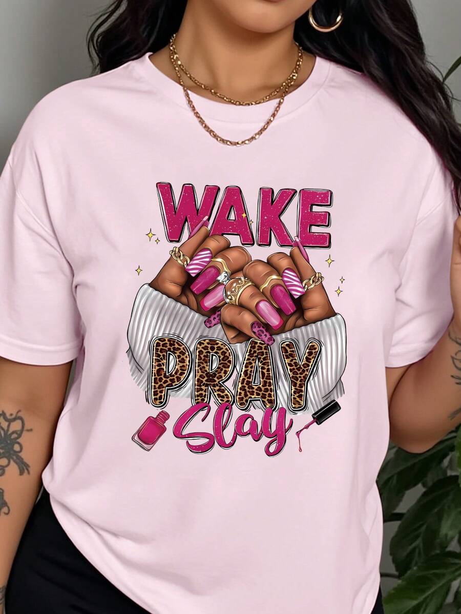 INAWLY T-shirt court à col rond sexy pour femme avec lettres de l'alphabet et graphique de main. Hauts graphiques pour femme