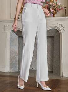 Wynsel Women's Straight Leg Pocket Business Casual Pants