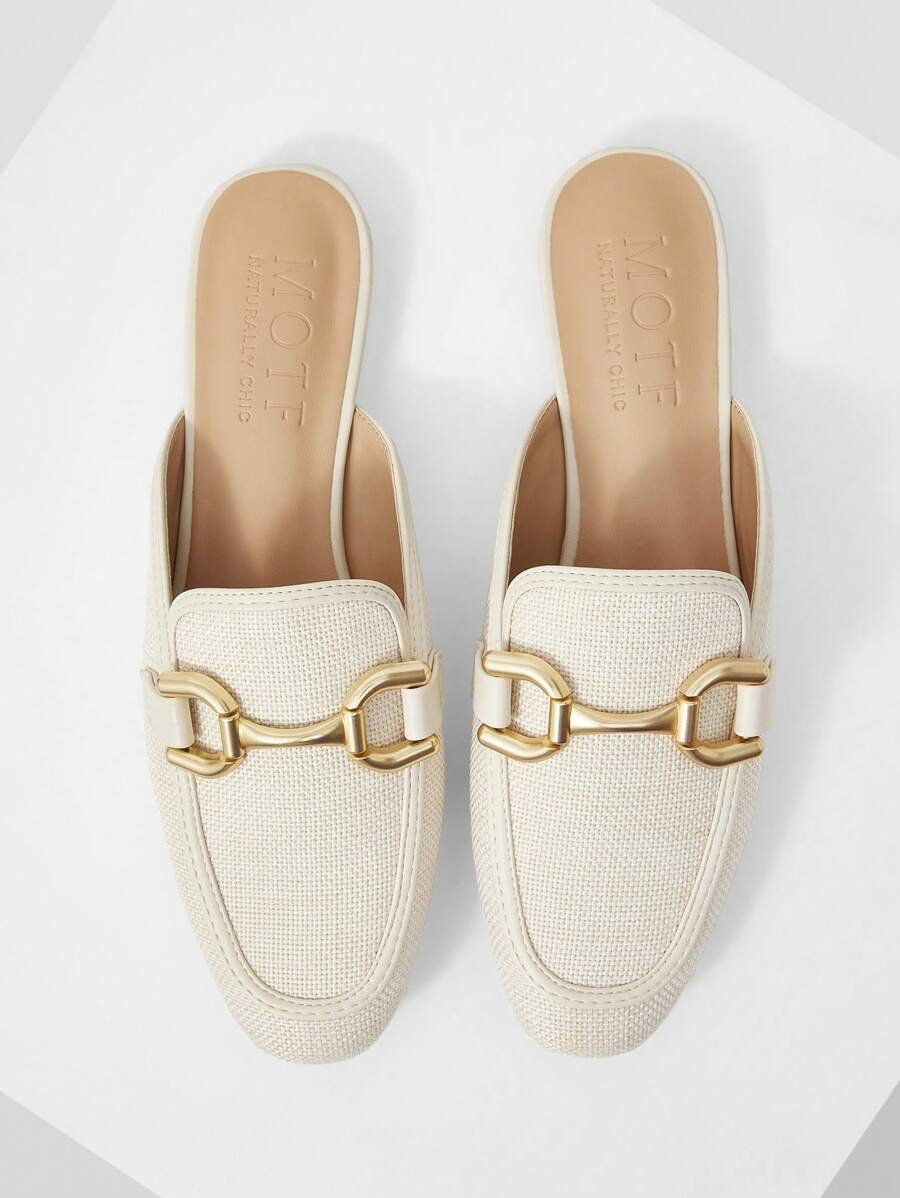 MOTF PREMIUM ROUND TOE BRAID PU LEATHER FLAT SHOES FOR CHRISTMAS - White - View 2