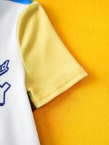 TOM & JERRY X SHEIN Pigiama set per ragazzo giovane, composto da t-shirt a maniche corte con stampa di cartoni animati blu e pantaloncini aderenti e comodi, stile casual