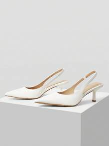 MOTF PREMIUM POINTED TOE SLINGBACKS HIGH HEEL PUMPS FOR CHRISTMAS - White - View 4