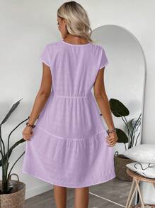 EMERY ROSE 女式夏季几何图案印花圆领短袖连衣裙