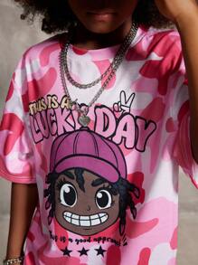 Coolane Kids Tween Boys Spring/Summer Streetwear Graphics Tees - Pink - View 2