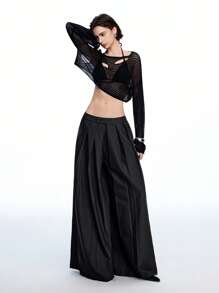 LYSMO 2025 New Arrival Spring-Summer Gender-Neutral Asymmetric Back Panel Ultra Wide-Leg Loose Pleated Suit Pants, Fashion-Forward, Perfect For Office And Casual Wear.