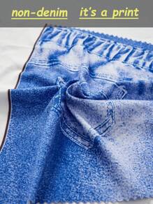 SHEIN Young Boy Denim Effect Summer Shorts, Casual Japanese Style Fashion 2025 New - Blue - View 6